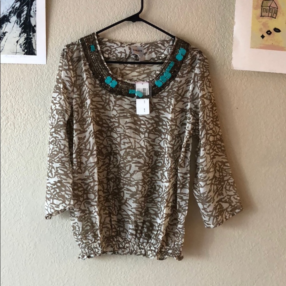 NWT!  {Chico’s) -Size 1- Turquoise Desert Blouse